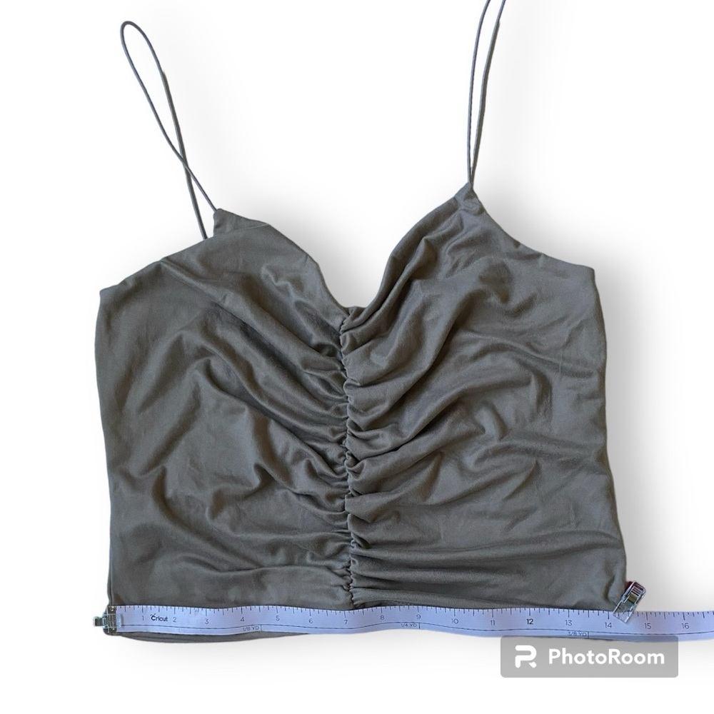 Gaze Tan Ruched Crop Tank Top Medium - Picture 5 of 7